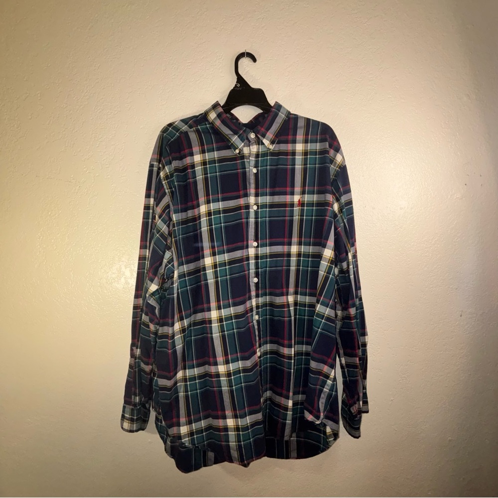 Ralph Lauren Classic Fit Plaid Long Sleeve Shirt Men's Size XXL green blue red